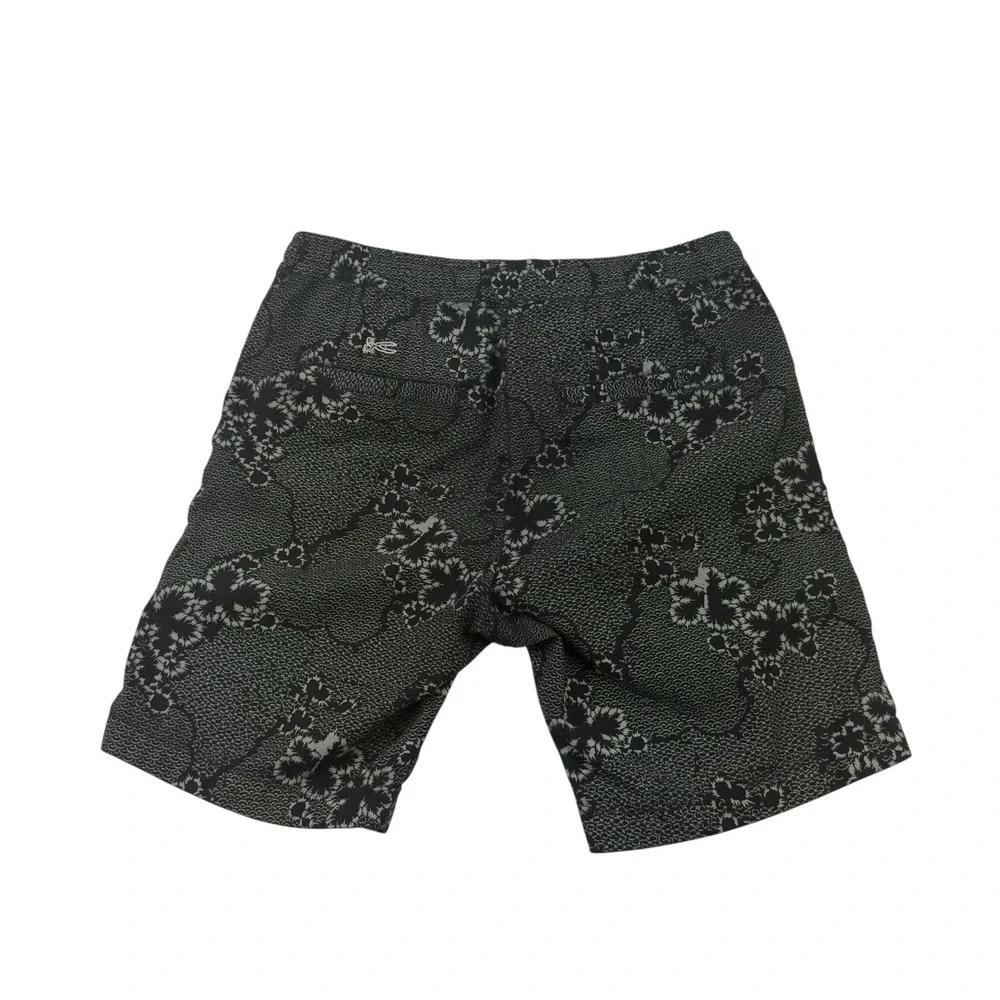 Denham Gray Black Floral Cotton Elastic Stretch Waist Shorts Men's Size Small‎